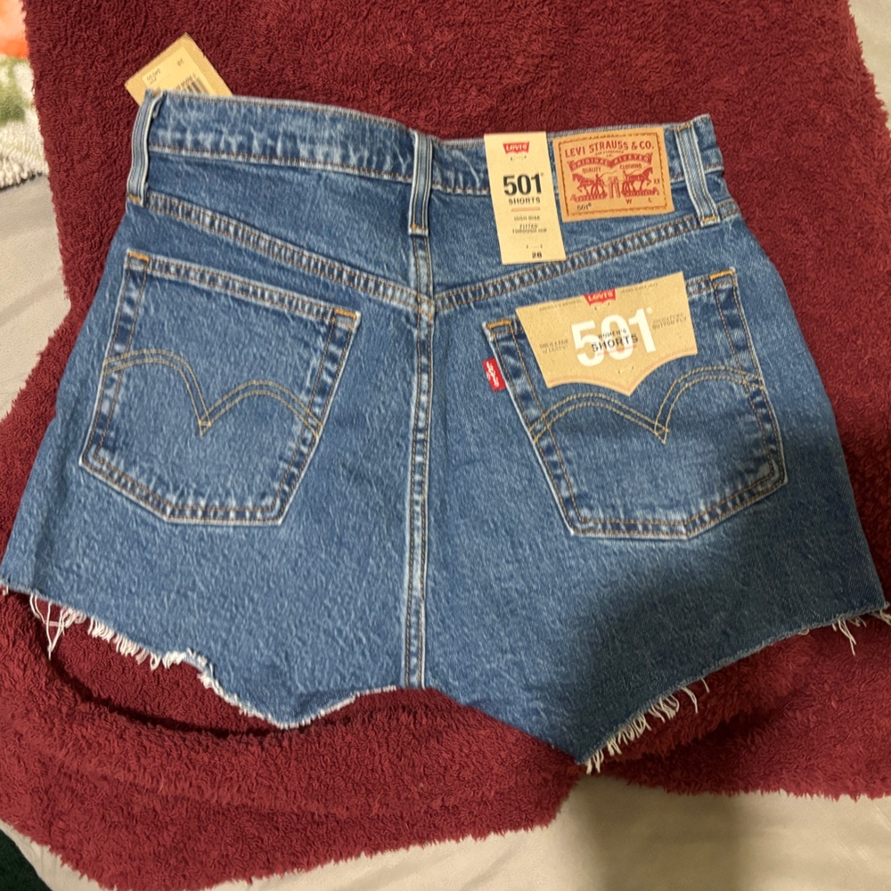 Levi's 501 High Rise Blue Jean Shorts Vintage Style -Size 28 - Picture 3 of 3